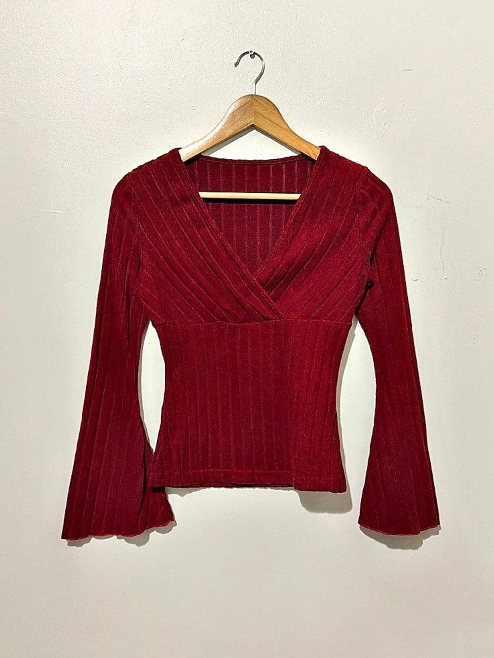 Burgundy Wrap Front Long Sleeve Size XSmall